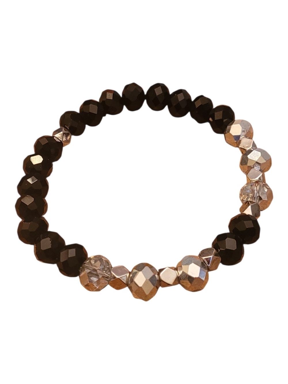 🥳5/$25!🥳 Faceted Black and Gold Bead Stretch Bracelet